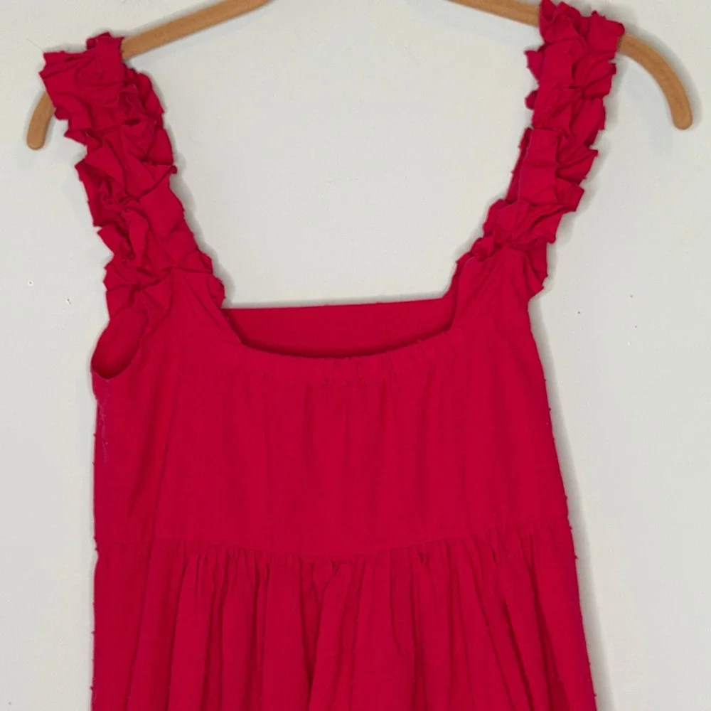 Lake Pajamas Lolly heatwave Pink Clip Dot Cotton Patio Dress Ruffle Midi Size XS - Picture 11 of 13